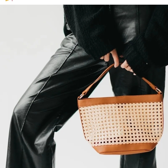 Pretty Simple Handbags - Pretty Simple Women's Bryce Brown Woven Bucket Bag